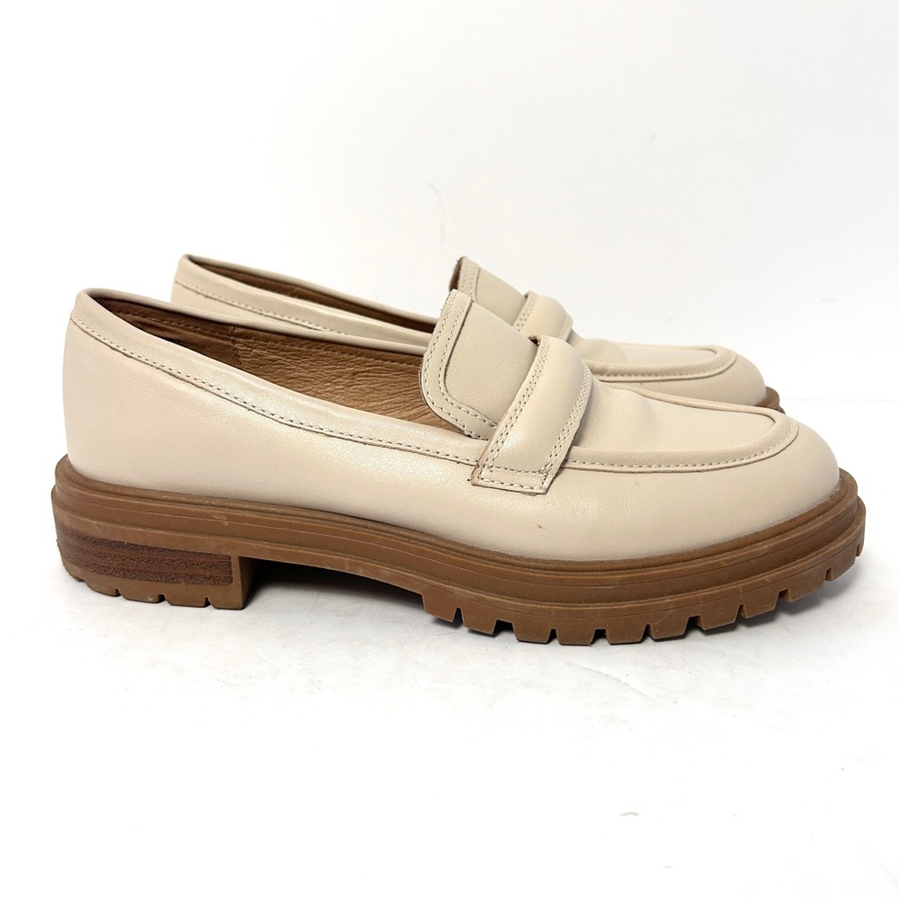 Madewell Cream Leather Lug Sole Penny Loafers - Picture 2 of 13